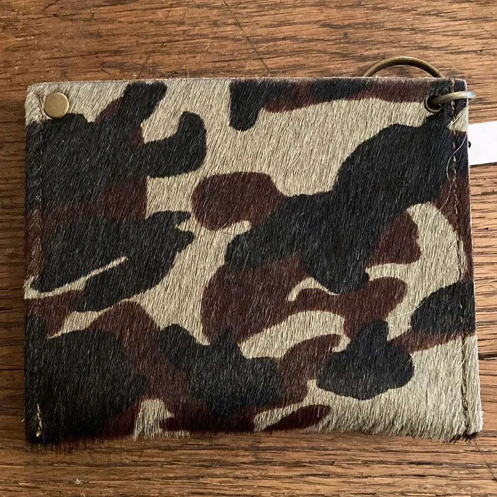 Hair on Hide Camo/Leather Keychain Card Holder/Wallet NWT